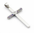 Load image into Gallery viewer, Square Cross Colour Cubics Zirconia Sterling Silver Pendant