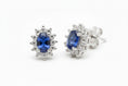 Load image into Gallery viewer, 925 Sterling Silver Oval Lab Sapphire stud Earrings