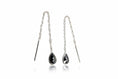 Load image into Gallery viewer, 925 Sterling Silver Threaded Synthetic Black Gemstone with hanging teardrop earrings