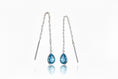 Load image into Gallery viewer, 925 Sterling Silver Threaded Synthetic Blue Topaz Gemstone with hanging teardrop earrings