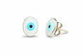 Load image into Gallery viewer, 8mm Oval 925 Sterling Evil Eye Stud Earrings