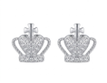 Load image into Gallery viewer, Crown shaped silver earrings with cubic zirconia