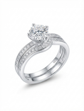 Load image into Gallery viewer, Destiny Solitaire & Chevron 925 Sterling Silver Ring