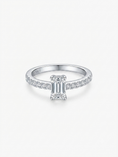 Load image into Gallery viewer, Emerald Cut Pavé Sterling Silver Ring