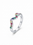 Load image into Gallery viewer, Radiant Wave Rainbow Sterling Silver Ring