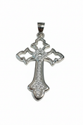 Load image into Gallery viewer, Hollow Point Cross Sterling Silver with Cubic Zirconia Stones