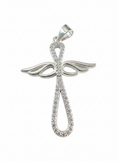 Load image into Gallery viewer, Infinity Angel Wing Cubic Cross Sterling Silver Pendant