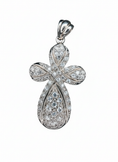 Load image into Gallery viewer, Intricate Fancy Cubic Zirconia Swirl Cross Sterling Silver Pendant