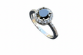 Load image into Gallery viewer, 925 Sterling Silver Black Cubic Halo Ring with Cubic Zirconia stones