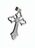 Load image into Gallery viewer, Hollow Point Cross Sterling Silver with Cubic Zirconia Stones