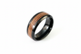Load image into Gallery viewer, Black and Brown Wooden Striped Horizontal Insert Stainless Steel Ring
