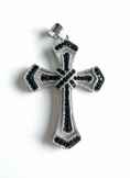 Load image into Gallery viewer, Double Link X Cubic Zirconia Cross Sterling Silver Pendant