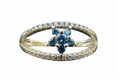 Load image into Gallery viewer, 925 Sterling Silver Millennium ring with blue flower Cubic Zirconia stone