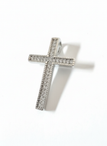 Load image into Gallery viewer, Elegant Single Stone Row Cross Pendant Sterling Silver with Cubic Zirconia Stones