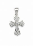 Load image into Gallery viewer, Tiny Templar Cubic Zirconia Cross Sterling Silver Pendant