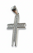 Load image into Gallery viewer, Open End Cubic Cross Sterling Silver Pendant