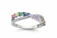 Load image into Gallery viewer, 925 Sterling Silver Rainbow Cubic Ring with Cubic Zirconia stones