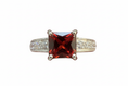Load image into Gallery viewer, 925 Sterling Silver 4 claw red Cubic Zirconia stone ring
