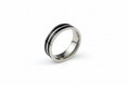 Load image into Gallery viewer, Silver with 2 Stripe Black Inlay Stainless Steel Ring