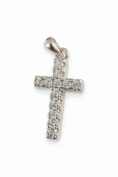 Load image into Gallery viewer, Single Row C/Z Stone Cross Pendant Sterling Silver