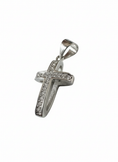 Load image into Gallery viewer, Hollow 2 Side Cross Pendant Sterling Silver with Cubic Zirconia Stones