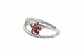 Load image into Gallery viewer, 925 Sterling Silver Millenium ring with garnet flower Cubic Zirconia stone