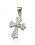 Load image into Gallery viewer, Tiny Templar Cubic Zirconia Cross Sterling Silver Pendant