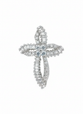 Load image into Gallery viewer, Hollow Shiny Cross Pendant Sterling Silver with Cubic Zirconia Stones