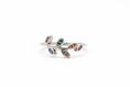 Load image into Gallery viewer, 925 Sterling Silver leaf ring with colored Cubic Zirconia stones