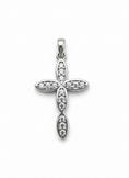 Load image into Gallery viewer, Oval Cross Pendant Sterling Silver with Cubic Zirconia Stones