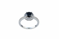 Load image into Gallery viewer, 925 Sterling Silver Black Cubic Halo Ring with Cubic Zirconia stones