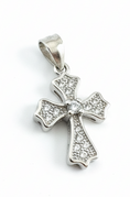 Load image into Gallery viewer, Tiny Templar Cubic Zirconia Cross Sterling Silver Pendant
