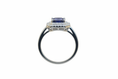 Load image into Gallery viewer, 925 Sterling Silver Sapphire Ring with Cubic Zirconia Halos stones
