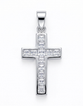 Load image into Gallery viewer, 925 Sterling Silver Channel-Set Princess-Cut Latin Cross Pendant