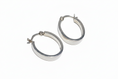 Load image into Gallery viewer, Pair of silver hoop earrings oval