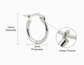 Load image into Gallery viewer, Stainless Steel Clasp Hoop Earring 2mm x 11mm