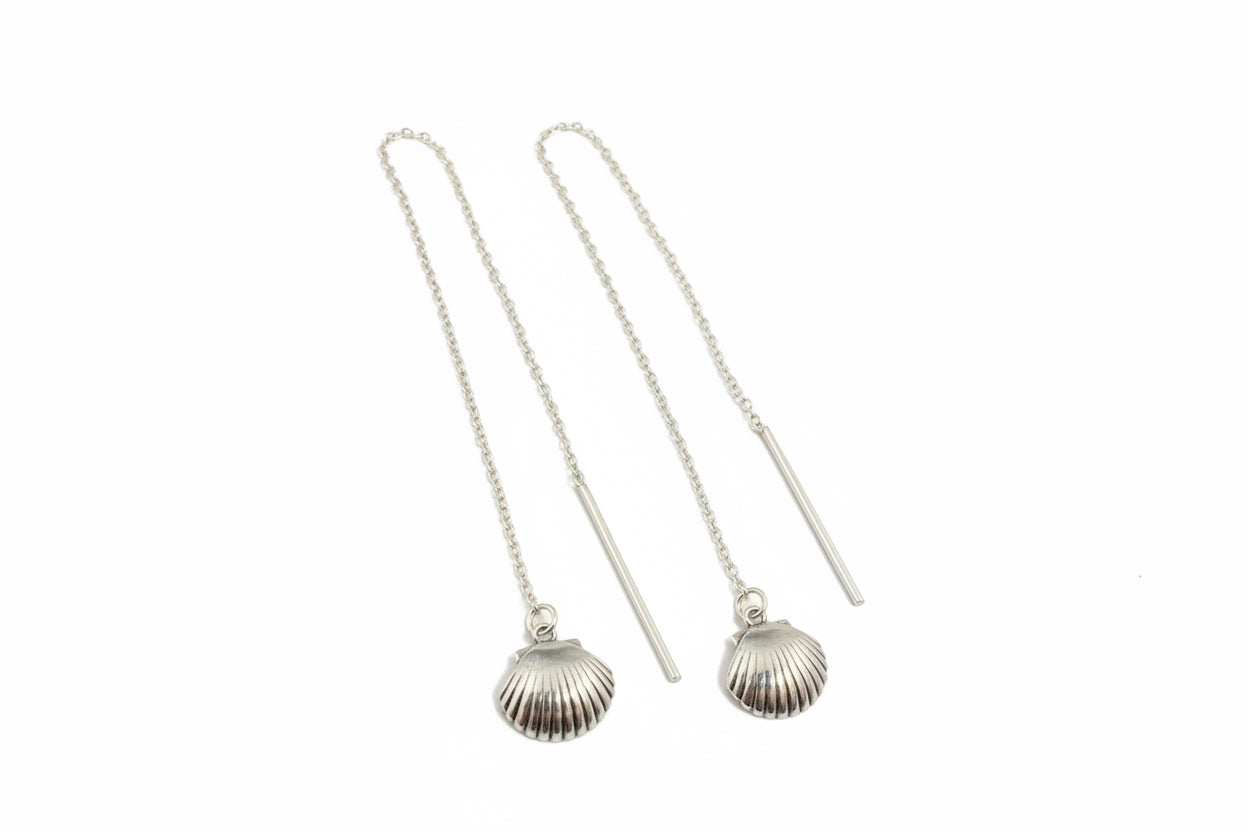 925 Sterling Silver Threaded Shell Earrings