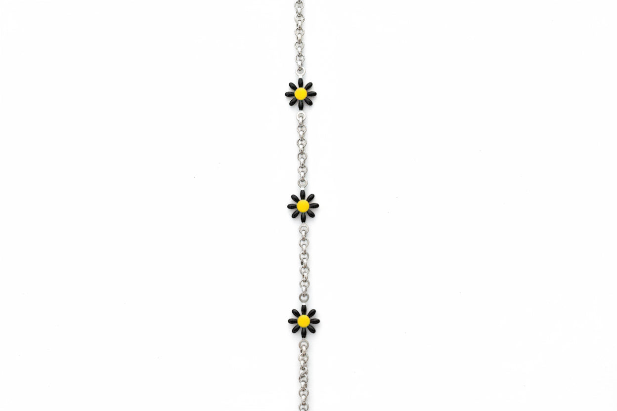 Black and Yellow Daisy Bracelet
