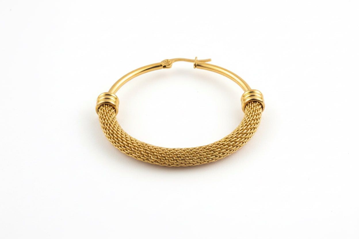 Elegant Gold Mesh Hoop Earrings