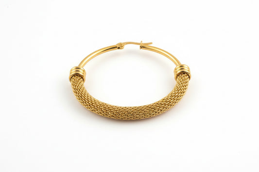 Elegant Gold Mesh Hoop Earrings