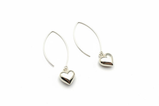 Heart Hoop Wire Drop Earrings 