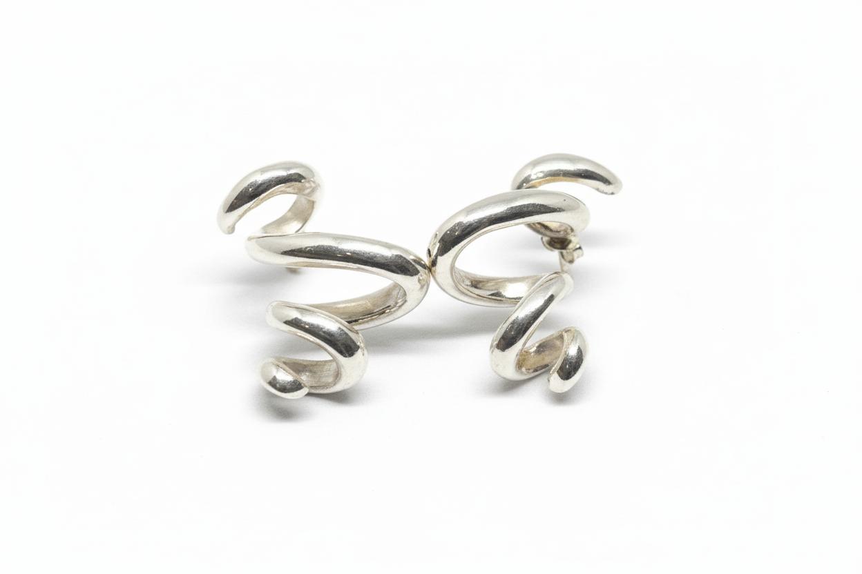 Silver spiral earrings 