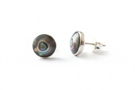 925 Sterling Silver  Vintage Abalone Stud Earrings 