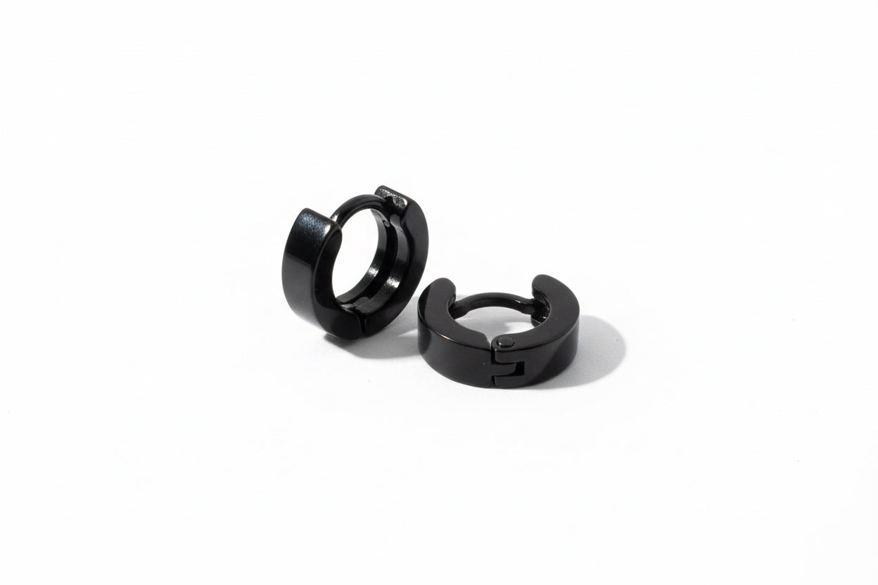 Black Huggie Earrings