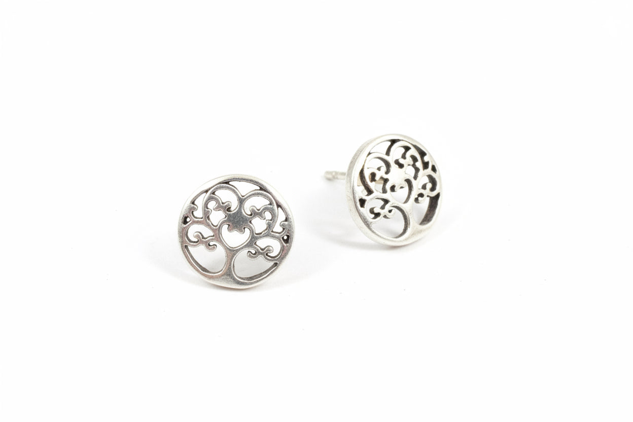 925 Sterling Silver Tree of Life stud earrings