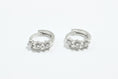 Load image into Gallery viewer, 925 Sterling Silver Hoop Earrings with 3 Flowers and Cubic Zirconia Stones
