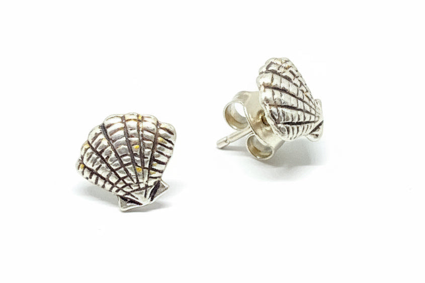 925 Sterling Silver Vintage Seashell Stud Earrings