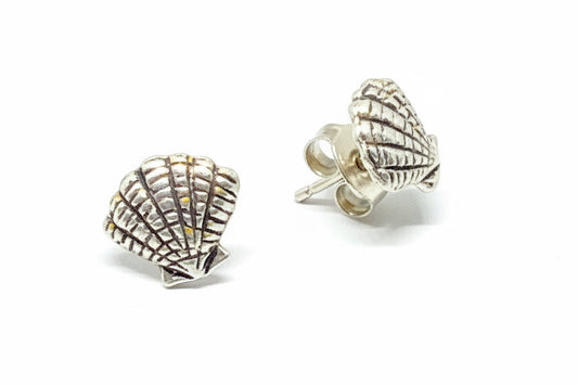 925 Sterling Silver Vintage Seashell Stud Earrings