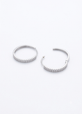 Load image into Gallery viewer, 30mm 925 sterling silver hoop earrings with double row Cubic zirconia stones 
