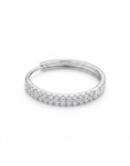 Load image into Gallery viewer, 30mm Sterling silver huggie hoop earrings  with a double row of clear pavé cubic zirconia stones along the front,
